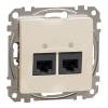 ÚJ SEDNA 2xRJ45 Cat6A UTP aljzat, bézs 