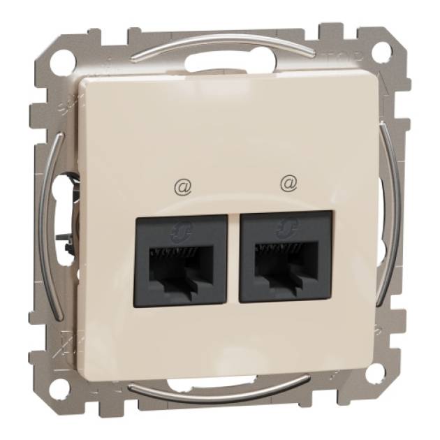 ÚJ SEDNA 2xRJ45 Cat6A UTP aljzat, bézs 