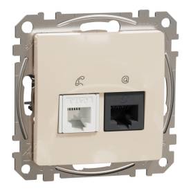 ÚJ SEDNA RJ11/RJ45 Cat6 UTP kombinált aljzat, bézs