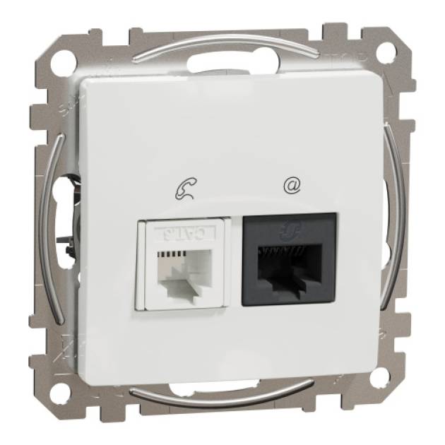 ÚJ SEDNA RJ11/RJ45 Cat6 UTP kombinált aljzat, fehér 