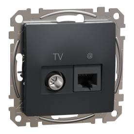 ÚJ SEDNA TV/RJ45 Cat6 UTP kombinált aljzat, antracit