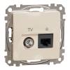 ÚJ SEDNA TV/RJ45 Cat6 UTP kombinált aljzat, bézs 