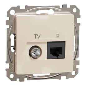 ÚJ SEDNA TV/RJ45 Cat6 UTP kombinált aljzat, bézs