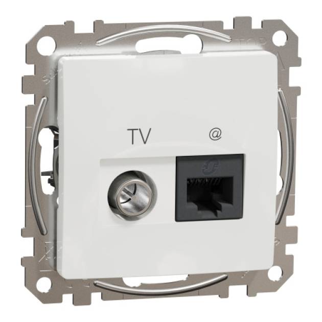 ÚJ SEDNA TV/RJ45 Cat6 UTP kombinált aljzat, fehér 