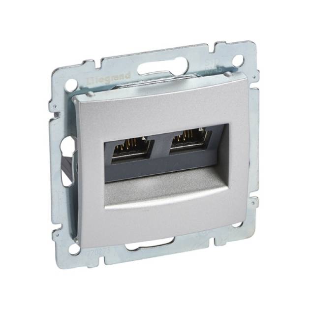 Valena 2xRJ45 Cat6A STP aljzat, alumínium 