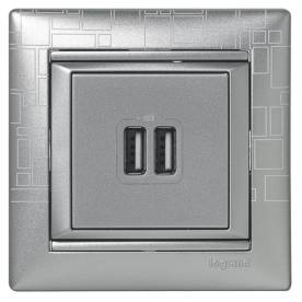 Valena 2xUSB töltő aljzat, 1500 mA, alumínium