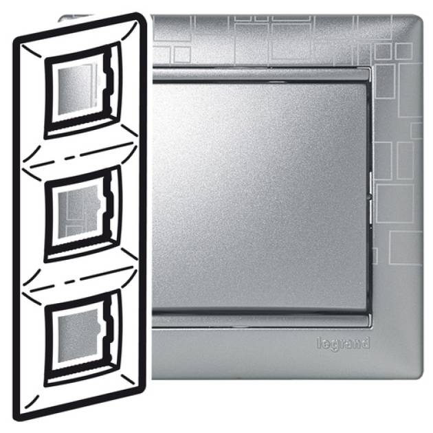 Valena keret hármas, függőleges, alu négyzetmintás 