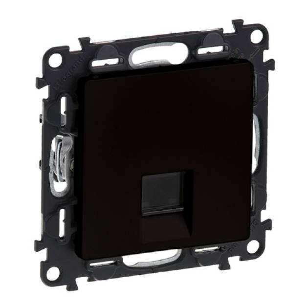 Valena Life 1xRJ45 Cat. 6A STP csatlakozóaljzat mechanizmus burkolattal, fekete 
