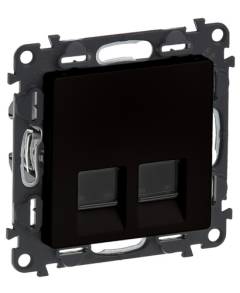 Valena Life 2xRJ45 Cat. 6 STP csatlakozóaljzat mechanizmus burkolattal, fekete