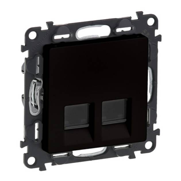 Valena Life 2xRJ45 Cat. 6A STP csatlakozóaljzat mechanizmus burkolattal, fekete 