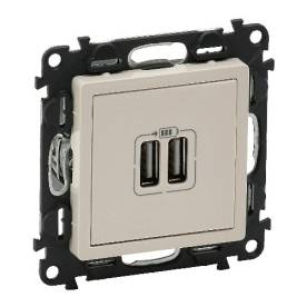 Valena Life kettős USB-A+A töltőaljzat, 5V - 3 A - 15 W, elefántcsont