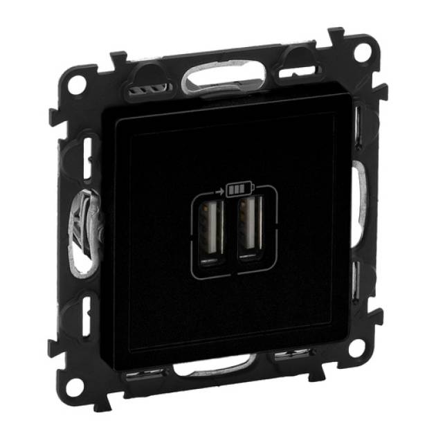 Valena Life kettős USB-A+A töltőaljzat, 5V - 3 A - 15 W, fekete 