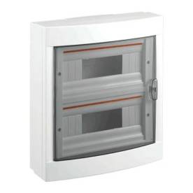 VIKO Kiselosztó, 24 modul, PE+N sínnel, füstszínű ajtóval, falon kívüli