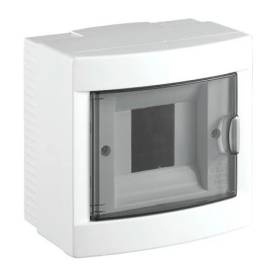 VIKO Kiselosztó, 4 modul, PE+N sínnel, füstszínű ajtóval, falon kívüli