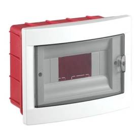 VIKO Kiselosztó, 6 modul, PE+N sínnel, füstszínű ajtóval, süllyesztett